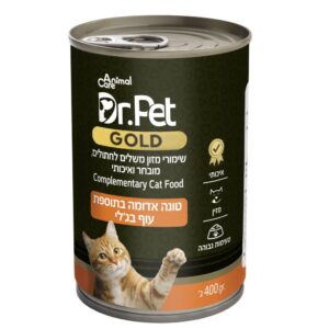 דר פט גולד שימור לחתול טונה אדומה ועוף בג'לי 400 גרם