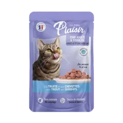 Plaisir פאוץ׳ לחתול בטעם דג פורל ושרימפס 100 גרם