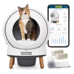 פטסייף ScoopFree SmartSpin שירותים אוטומטיים חכמים לחתול לבן PetSafe