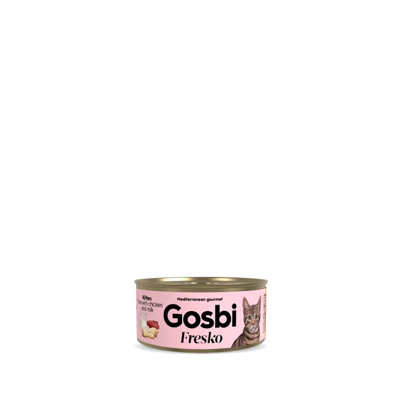 gosbi-7368-8437015611471 גוסבי פרסקו גורי חתולים עוף, טונה וחלב 70 גרם