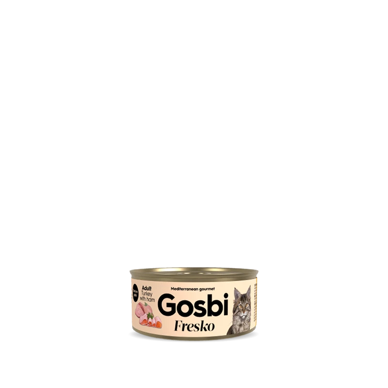 gosbi-7369-8436566800464 גוסבי פרסקו לחתולים בוגרים הודו וחזיר (פטה) 70 גרם