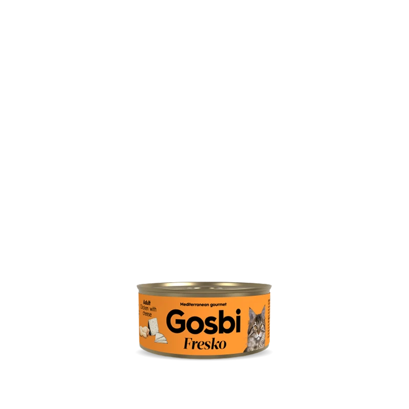 gosbi-7371-1-8436566810746 גוסבי פרסקו לחתולים בוגרים עוף וגבינה 70 גרם