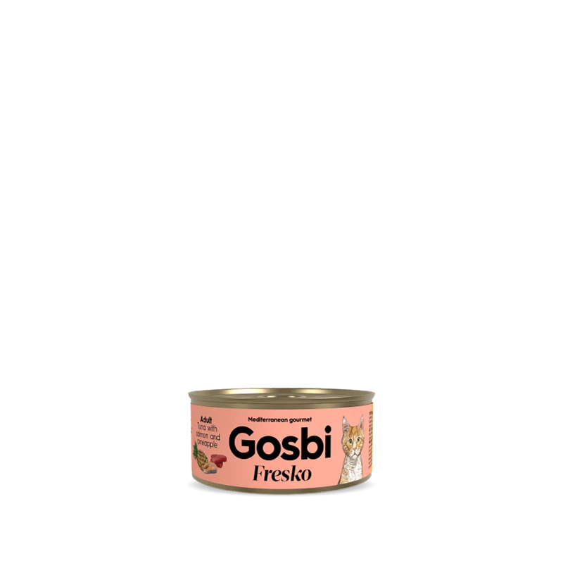 gosbi-7371-2-8436566810739 גוסבי פרסקו לחתולים בוגרים טונה סלמון ואננס 70 גרם
