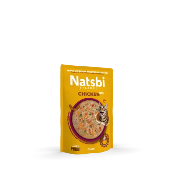 נטסבי עוף – מזון טבעי מאודה לחתולים 80 גרם Natsbi
