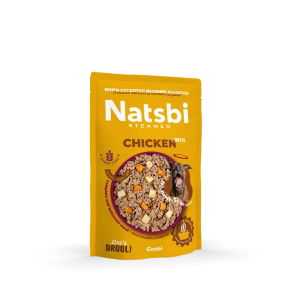 נטסבי עוף – מזון טבעי מאודה לכלבים 200 גרם Natsbi