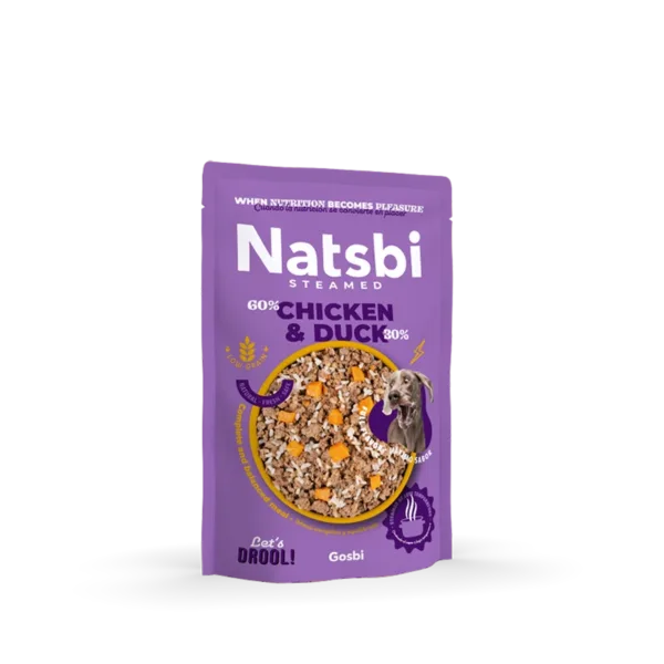 נטסבי ברווז – מזון טבעי מאודה לכלבים 200 גרם Natsbi