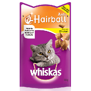 ויסקאס - Whiskas חטיף אנטי היירבול בטעם עוף 55 גר'